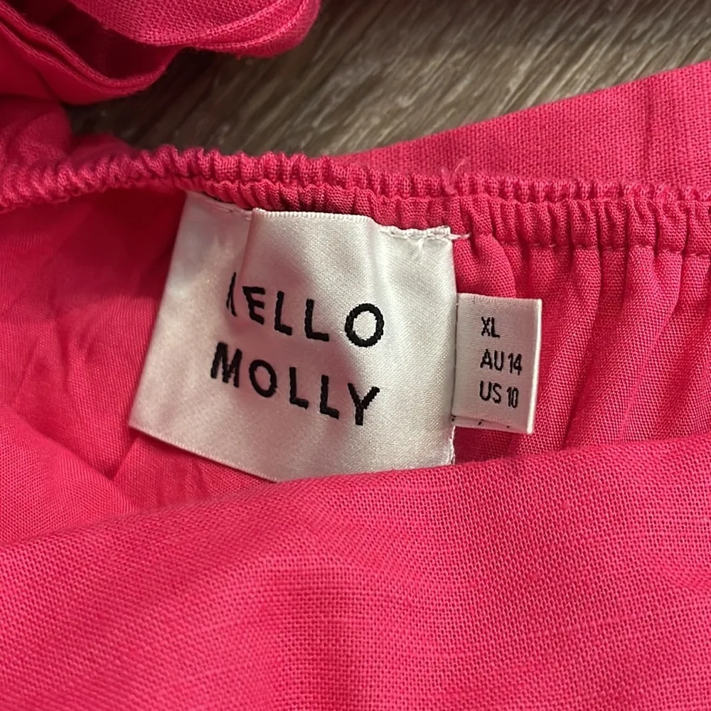 Hello Molly Best Weekend Pink Dress Tie Back Cutout Puff Sleeve Women 10 XL - Picture 7 of 9